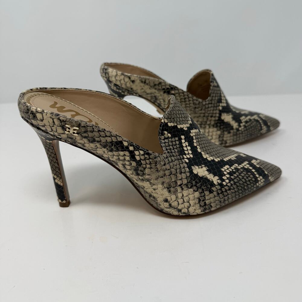 Sam Edelman Harlee Embossed Snake Print Mule Heels Sz. 7.5 Slip On EUC - Picture 8 of 13